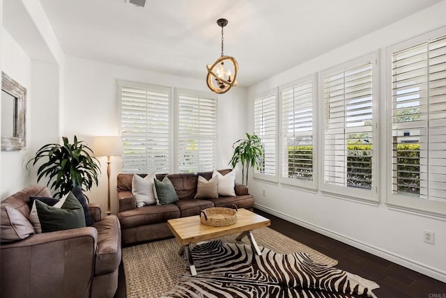 1480 Regatta Rd, Carlsbad, CA 92011 - living area with a chandelier and dark wood-type flooring