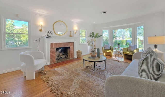 3671 Grayburn Rd, Pasadena, CA 91107 - living room with wood finished floors, ornamental molding, and a fireplace