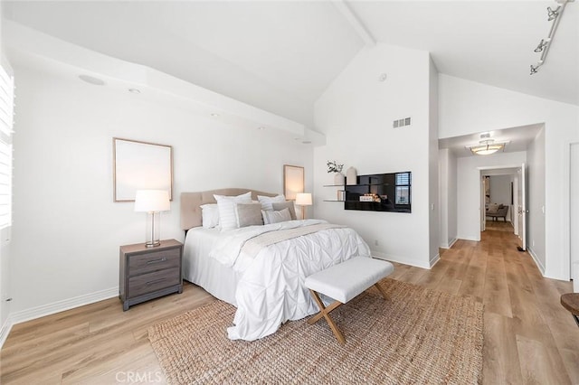 3496 Windspun, Huntington Beach, CA 92649 - bedroom featuring light wood-style floors and high vaulted ceiling