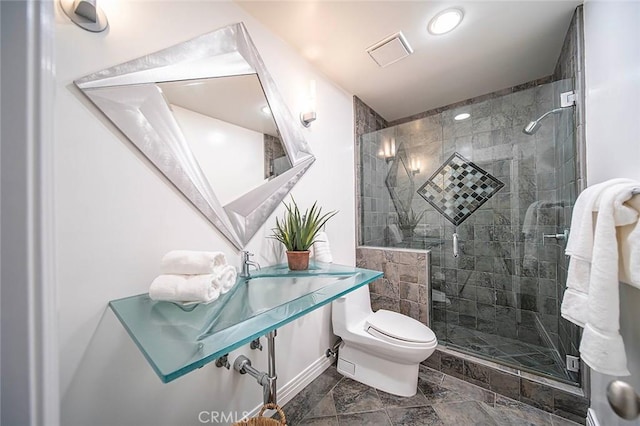 3496 Windspun, Huntington Beach, CA 92649 - bathroom featuring a stall shower and recessed lighting