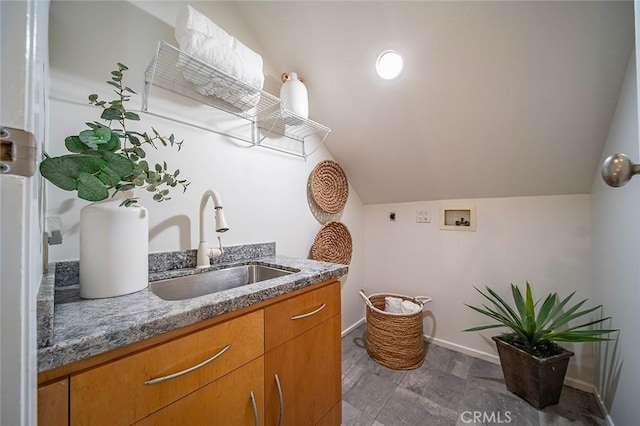 3496 Windspun, Huntington Beach, CA 92649 - bar area featuring a sink and lofted ceiling