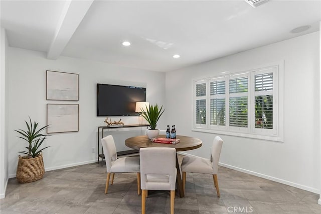3496 Windspun, Huntington Beach, CA 92649 - dining room with recessed lighting and beamed ceiling