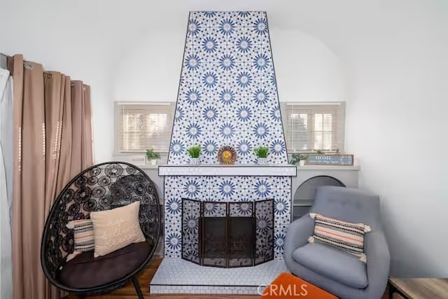5743 Magnolia Ave, Riverside, CA 92506 - sitting room featuring a fireplace and healthy amount of natural light