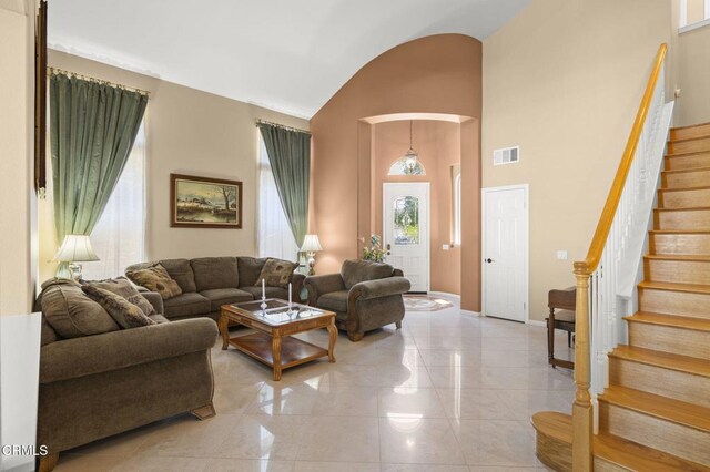 1776 Marsala Way, Camarillo, CA 93012 - living area with stairway, arched walkways, and high vaulted ceiling