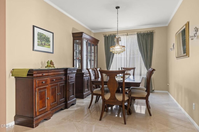 1776 Marsala Way, Camarillo, CA 93012 - dining space with a chandelier, ornamental molding, and light tile patterned floors
