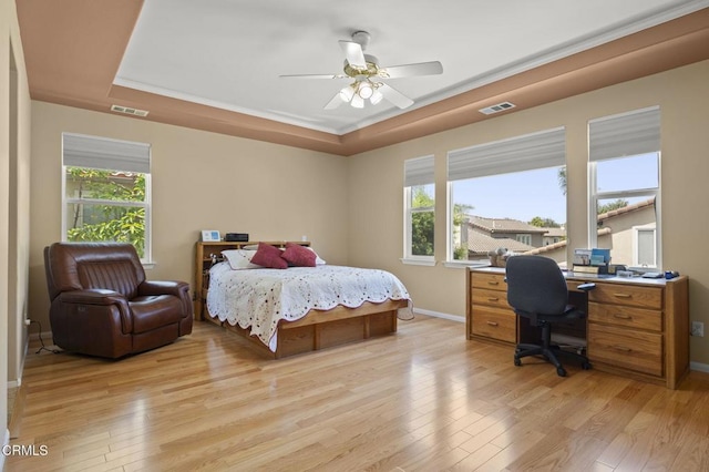 1776 Marsala Way, Camarillo, CA 93012 - bedroom with a tray ceiling, light wood-style floors, and multiple windows