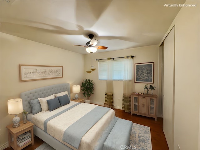 25488 Orange Crest Way, Loma Linda, CA 92354 - bedroom featuring wood finished floors and a ceiling fan
