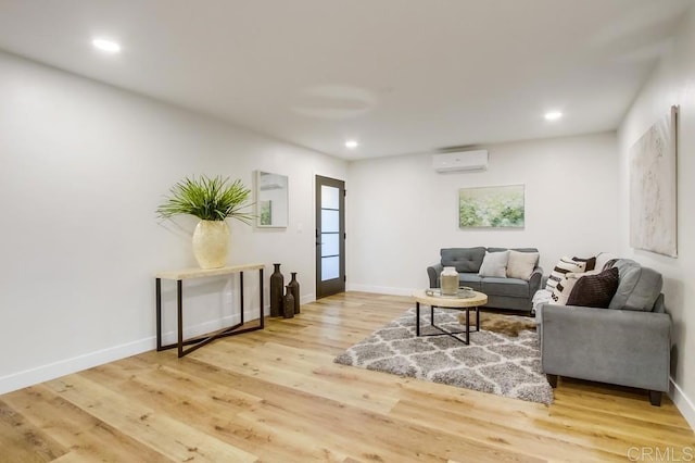 482 Wykes St, Chula Vista, CA 91911 - living area featuring an AC wall unit, wood finished floors, and recessed lighting