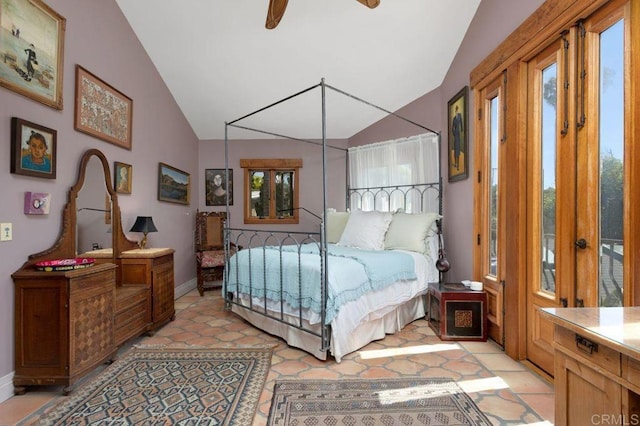 934 Arden Dr, Encinitas, CA 92024 - bedroom featuring lofted ceiling, multiple windows, and light tile patterned floors
