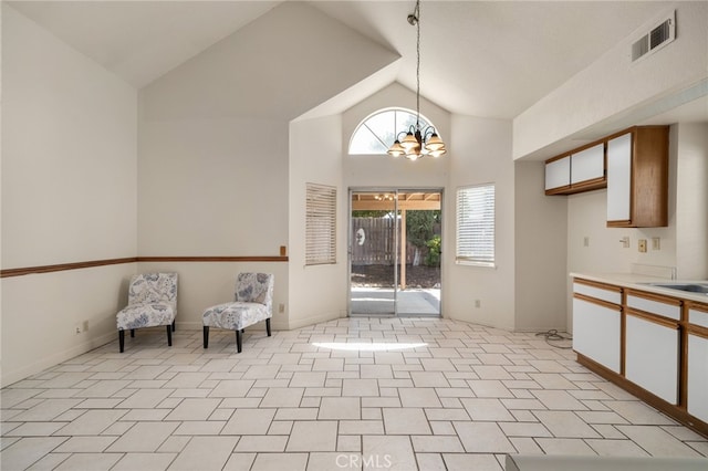7353 Cascade Ct, Rancho Cucamonga, CA 91730 - foyer entrance featuring a chandelier and high vaulted ceiling