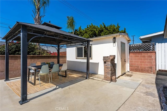15027 Barnwall St, La Mirada, CA 90638 - view of patio / terrace with a gazebo and outdoor dining space