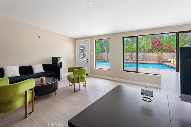 10535 Reseda Blvd, Porter Ranch, CA 91326 - living room featuring plenty of natural light, wood finished floors, and recessed lighting