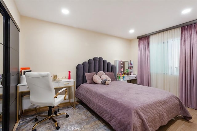 10535 Reseda Blvd, Porter Ranch, CA 91326 - bedroom with wood finished floors, recessed lighting, and a desk
