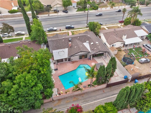 10535 Reseda Blvd, Porter Ranch, CA 91326 - aerial perspective of suburban area featuring a pool area