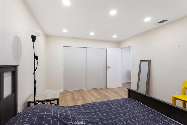 10535 Reseda Blvd, Porter Ranch, CA 91326 - bedroom featuring wood finished floors, recessed lighting, and a closet