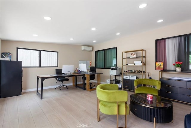 10535 Reseda Blvd, Porter Ranch, CA 91326 - office space with a wall unit AC, wood finished floors, and recessed lighting