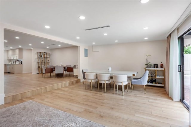 10535 Reseda Blvd, Porter Ranch, CA 91326 - dining space with light wood-type flooring, recessed lighting, and electric panel