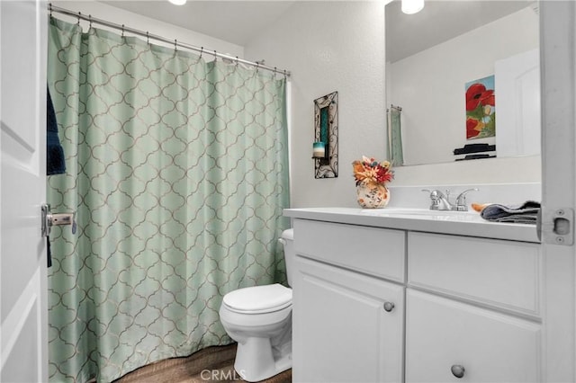 29183 Jacaranda, Lake Elsinore, CA 92530 - bathroom featuring vanity, a shower with curtain, and wood finished floors