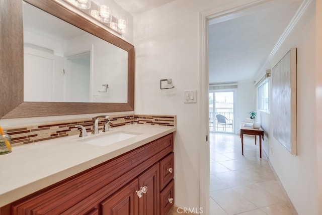1906 S Patton Ave, San Pedro, CA 90732 - bathroom with tasteful backsplash, vanity, and tile patterned flooring