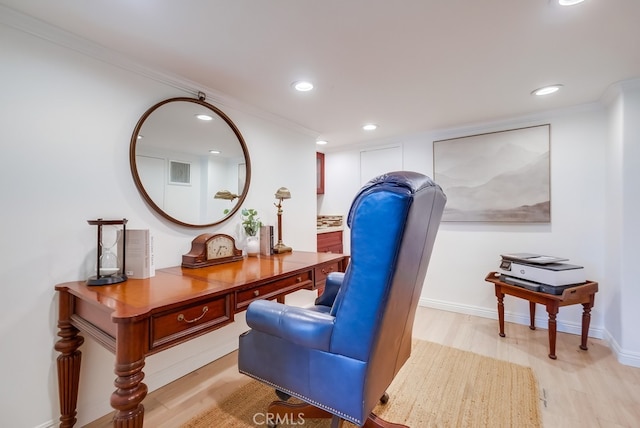 1906 S Patton Ave, San Pedro, CA 90732 - office area with light wood-style floors, recessed lighting, and crown molding