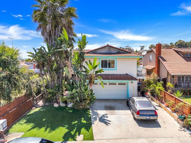 250 65th St, San Diego, CA 92114 - view of front of house featuring driveway, a tile roof, stucco siding, and a garage