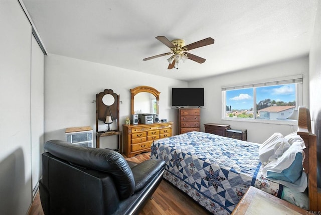 250 65th St, San Diego, CA 92114 - bedroom with wood finished floors, a ceiling fan, and a closet