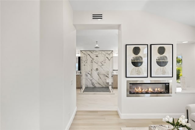 7 Sierra Vis, Laguna Niguel, CA 92677 - hall with vaulted ceiling and wood finished floors
