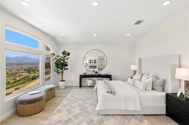 7 Sierra Vis, Laguna Niguel, CA 92677 - bedroom with recessed lighting, light wood-style flooring, and a mountain view