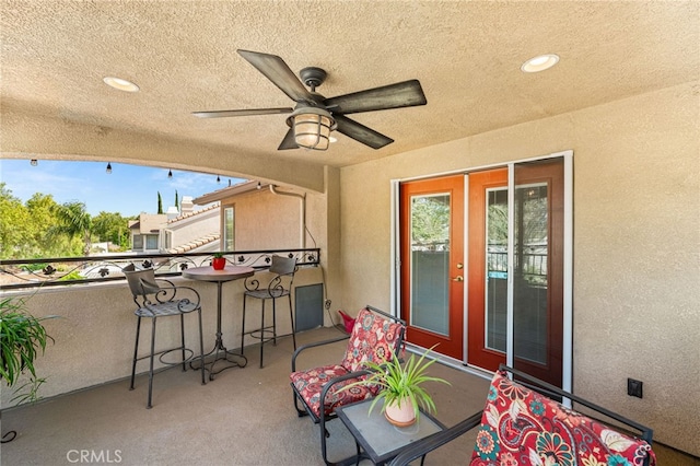 5601 Crestline Pl, Rancho Cucamonga, CA 91739 - balcony featuring a ceiling fan