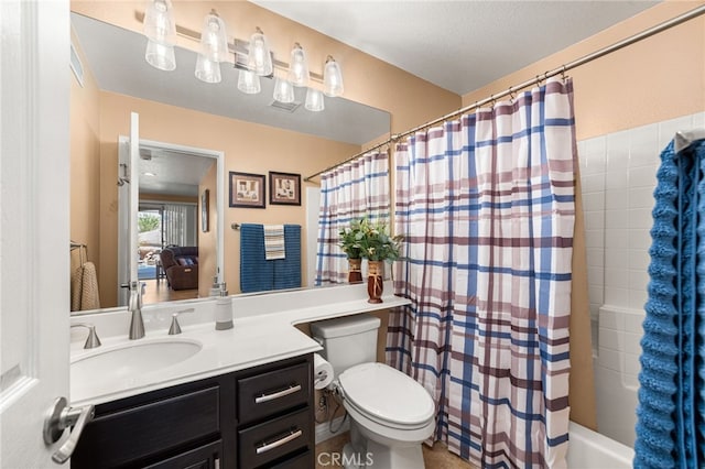 5601 Crestline Pl, Rancho Cucamonga, CA 91739 - full bathroom with vanity and shower / bath combination with curtain