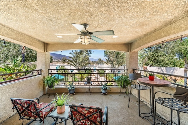 5601 Crestline Pl, Rancho Cucamonga, CA 91739 - balcony with ceiling fan