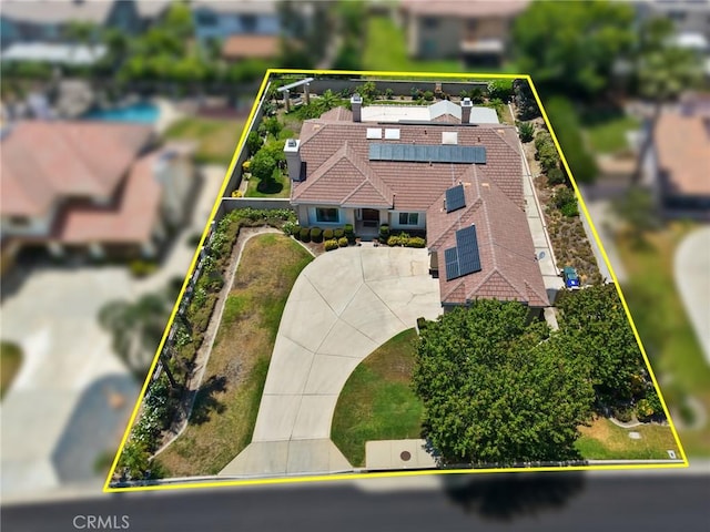 5914 Johnston Pl, Rancho Cucamonga, CA 91739 - view from above of property featuring property boundaries highlighted