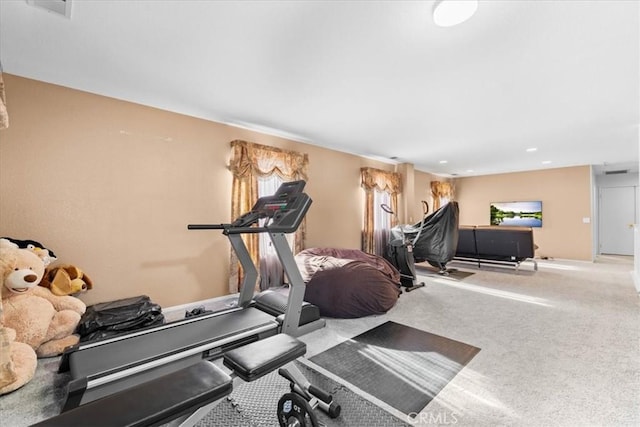 11868 Bunker Hill Dr, Rancho Cucamonga, CA 91730 - exercise room with carpet flooring and recessed lighting