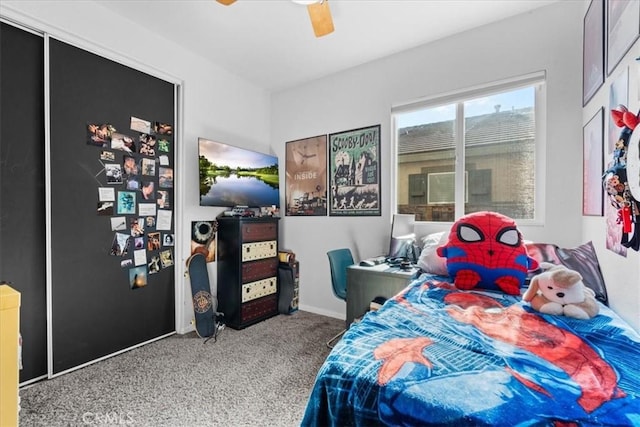11868 Bunker Hill Dr, Rancho Cucamonga, CA 91730 - carpeted bedroom with ceiling fan and cooling unit