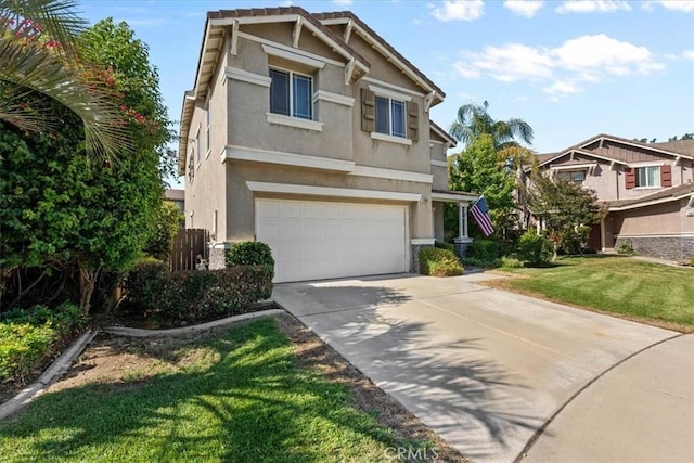 11868 Bunker Hill Dr, Rancho Cucamonga, CA 91730 - view of front of home with stucco siding, an attached garage, a front yard, and concrete driveway