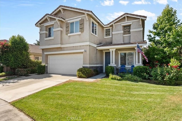 11868 Bunker Hill Dr, Rancho Cucamonga, CA 91730 - craftsman-style home with an attached garage, stucco siding, a front lawn, and driveway