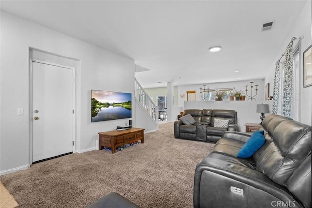 11868 Bunker Hill Dr, Rancho Cucamonga, CA 91730 - living area featuring stairs and carpet floors