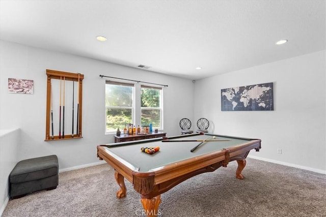 11868 Bunker Hill Dr, Rancho Cucamonga, CA 91730 - rec room with carpet floors, recessed lighting, and billiards table