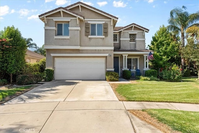 11868 Bunker Hill Dr, Rancho Cucamonga, CA 91730 - craftsman house featuring stucco siding, concrete driveway, a front yard, and a garage