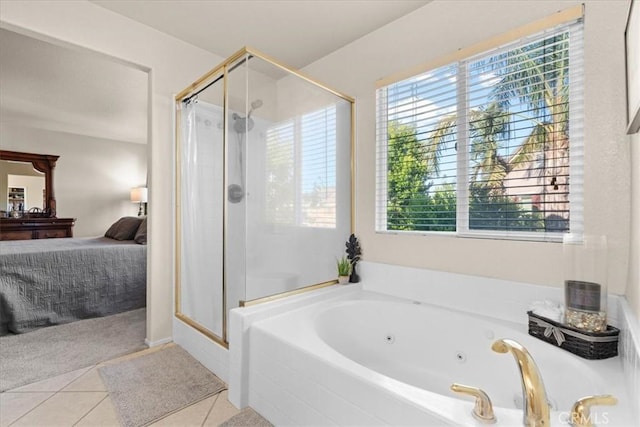 11868 Bunker Hill Dr, Rancho Cucamonga, CA 91730 - ensuite bathroom featuring a shower stall, tile patterned flooring, and a jetted tub