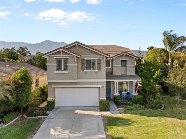 11868 Bunker Hill Dr, Rancho Cucamonga, CA 91730 - traditional-style home with stucco siding, a porch, concrete driveway, and a front yard