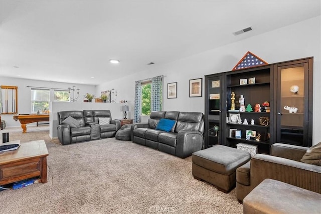 11868 Bunker Hill Dr, Rancho Cucamonga, CA 91730 - carpeted living room featuring healthy amount of natural light and pool table