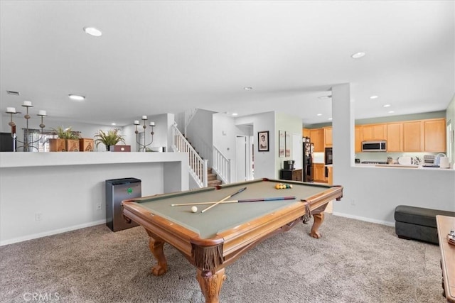 11868 Bunker Hill Dr, Rancho Cucamonga, CA 91730 - playroom featuring carpet, recessed lighting, and pool table