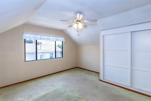 14836 Rayfield Dr, La Mirada, CA 90638 - additional living space featuring vaulted ceiling, carpet floors, and a ceiling fan