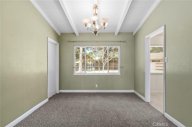 2344 Porter Way, Chico, CA 95926 - carpeted spare room with a chandelier and beam ceiling
