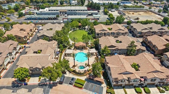 10375 Church St Unit 74, Rancho Cucamonga, CA 91730 - aerial overview of property's location featuring a pool area and nearby suburban area