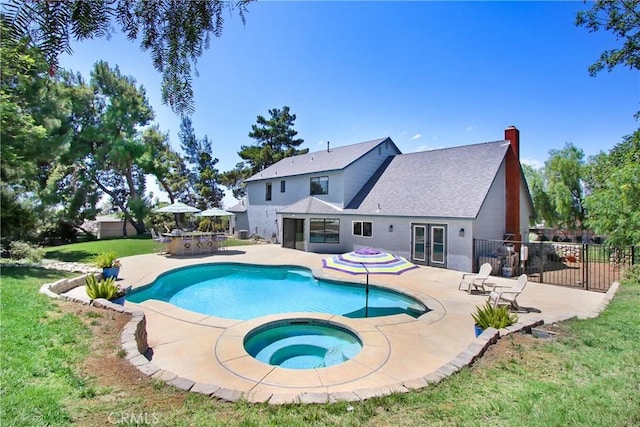 17321 Sunset View Dr, Riverside, CA 92504 - view of swimming pool with a patio area and a pool with connected hot tub