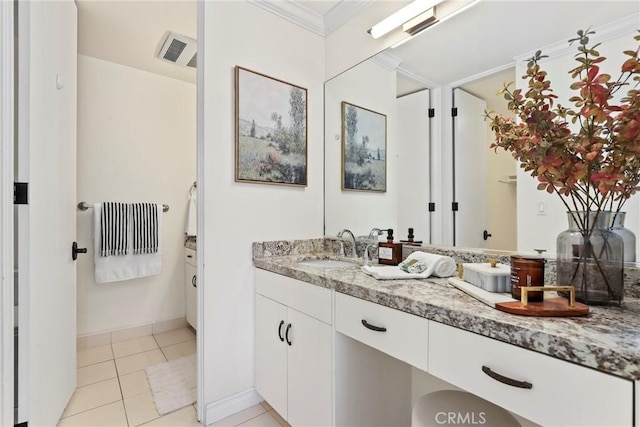 6542 Ocean Crest Dr Unit B208, Rancho Palos Verdes, CA 90275 - full bathroom with vanity, ornamental molding, and tile patterned floors