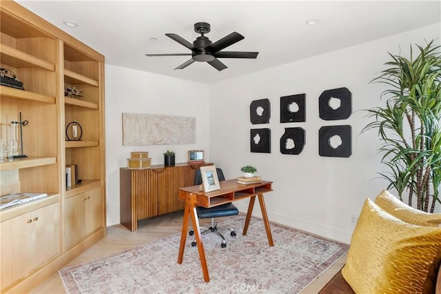 19022 Shamrock Ln, Yorba Linda, CA 92886 - home office with ceiling fan and recessed lighting