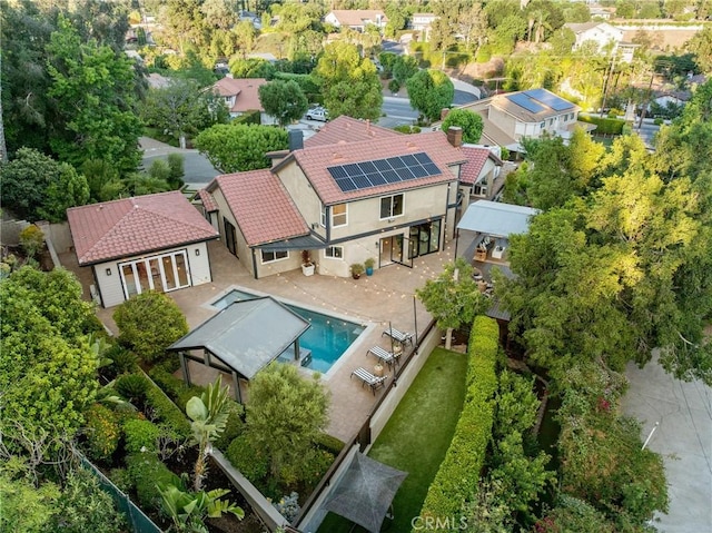 19022 Shamrock Ln, Yorba Linda, CA 92886 - aerial perspective of suburban area with a pool